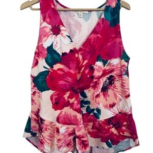Paper Crown by Lauren Conrad Floral V-Neck Sleeveless Blouse - Size L